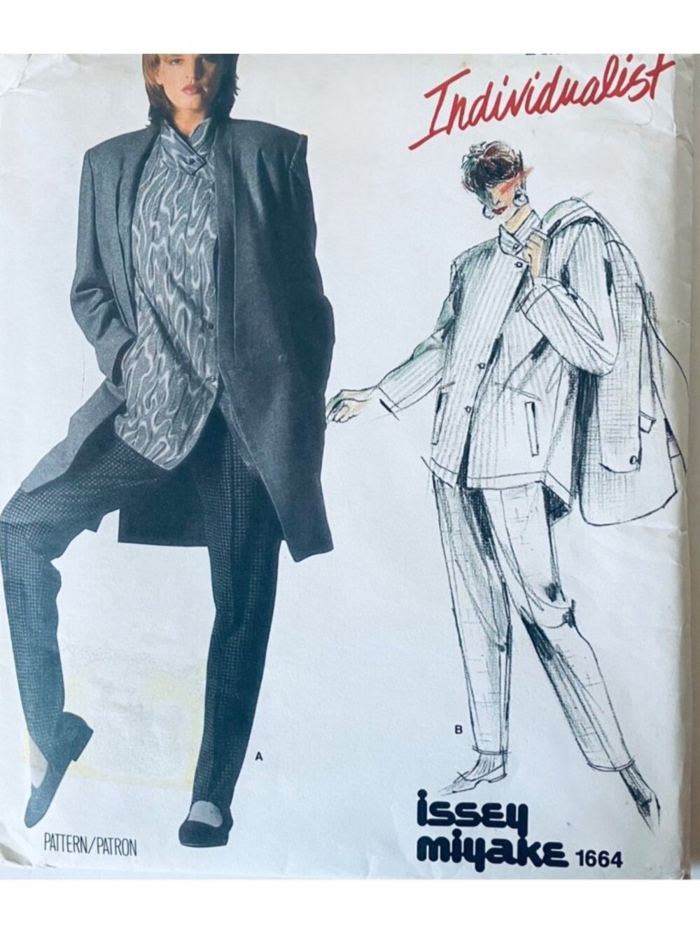 80s Issey Miyake Vogue 1664 Sz 14 Individualist Jacket Shirt Pants Pattern Uncut